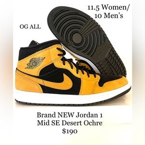 11.5 Women/ 10 Men’s - Brand NEW Jordan 1 Mid SE Desert Ochre DB5453-700